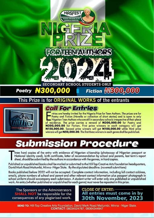 In 2024, the Nigeria Prize for Teen Authors has upped the ante, offering a staggering sum of over N3 million in total prize money!